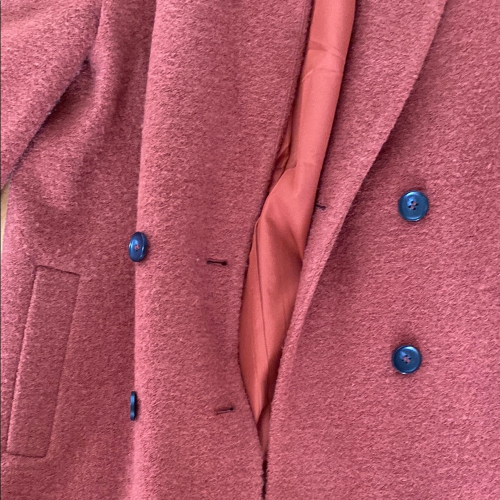 Monki Rust Double-Breasted Coat - Picture 3 of 10